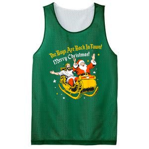 Funny Jesus And Santa Claus The Boy Are Back In A Town Xmas Gift Mesh Reversible Basketball Jersey Tank