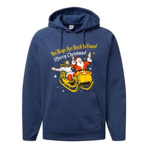 Funny Jesus And Santa Claus The Boy Are Back In A Town Xmas Gift Performance Fleece Hoodie