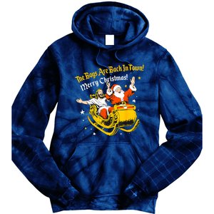 Funny Jesus And Santa Claus The Boy Are Back In A Town Xmas Gift Tie Dye Hoodie