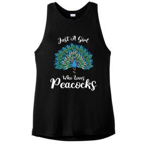 Funny Just A Who Loves Peacocks Ladies PosiCharge Tri-Blend Wicking Tank