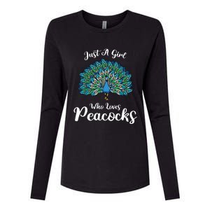 Funny Just A Who Loves Peacocks Womens Cotton Relaxed Long Sleeve T-Shirt