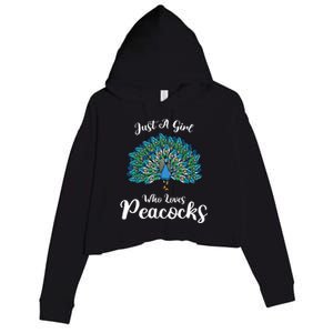 Funny Just A Who Loves Peacocks Crop Fleece Hoodie