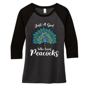 Funny Just A Who Loves Peacocks Women's Tri-Blend 3/4-Sleeve Raglan Shirt