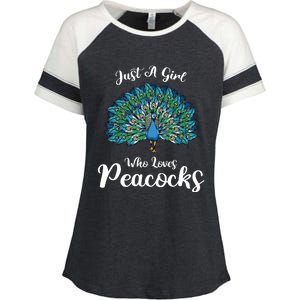 Funny Just A Who Loves Peacocks Enza Ladies Jersey Colorblock Tee