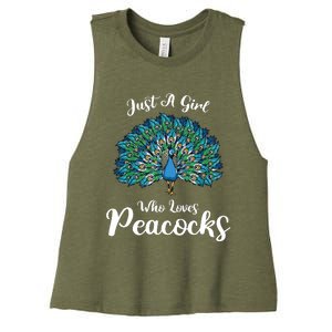 Funny Just A Who Loves Peacocks Women's Racerback Cropped Tank