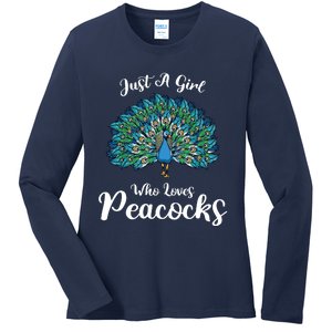 Funny Just A Who Loves Peacocks Ladies Long Sleeve Shirt