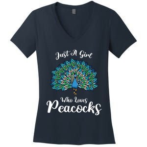 Funny Just A Who Loves Peacocks Women's V-Neck T-Shirt