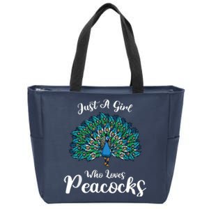 Funny Just A Who Loves Peacocks Gift Zip Tote Bag