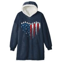 Fighter Jet Airplane American Flag Heart Hooded Wearable Blanket