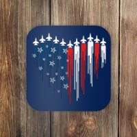 Fighter Jet Airplane American Flag Heart Coaster