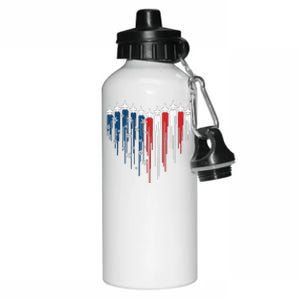 Fighter Jet Airplane American Flag Heart Aluminum Water Bottle