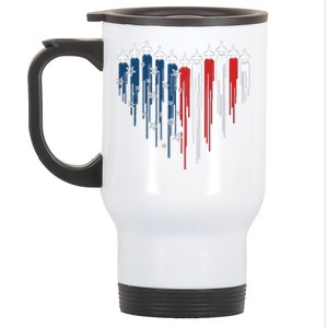 Fighter Jet Airplane American Flag Heart Stainless Steel Travel Mug