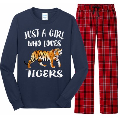 Funny Just A Girl Who Loves Tigers Tiger Animal Lover Gift Long Sleeve Pajama Set