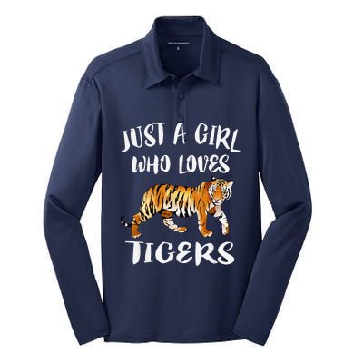 Funny Just A Girl Who Loves Tigers Tiger Animal Lover Gift Silk Touch Performance Long Sleeve Polo