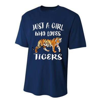 Funny Just A Girl Who Loves Tigers Tiger Animal Lover Gift Performance Sprint T-Shirt