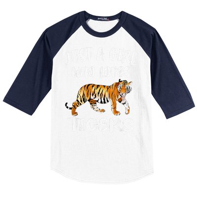 Funny Just A Girl Who Loves Tigers Tiger Animal Lover Gift Baseball Sleeve Shirt