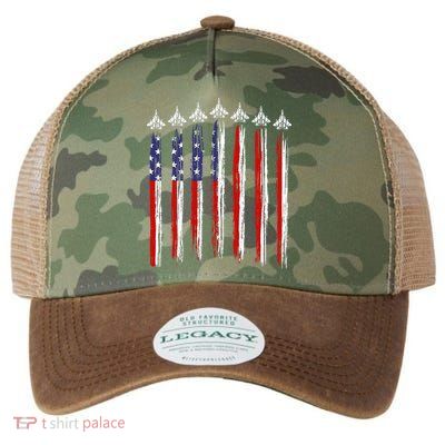 Fighter Jet Airplane USA Flag 4th Of July Patriotic Legacy Tie Dye Trucker Hat