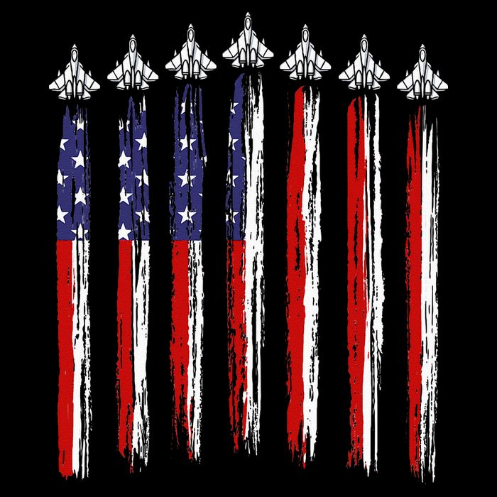 Fighter Jet Airplane USA Flag 4th Of July Patriotic Bucket Hat