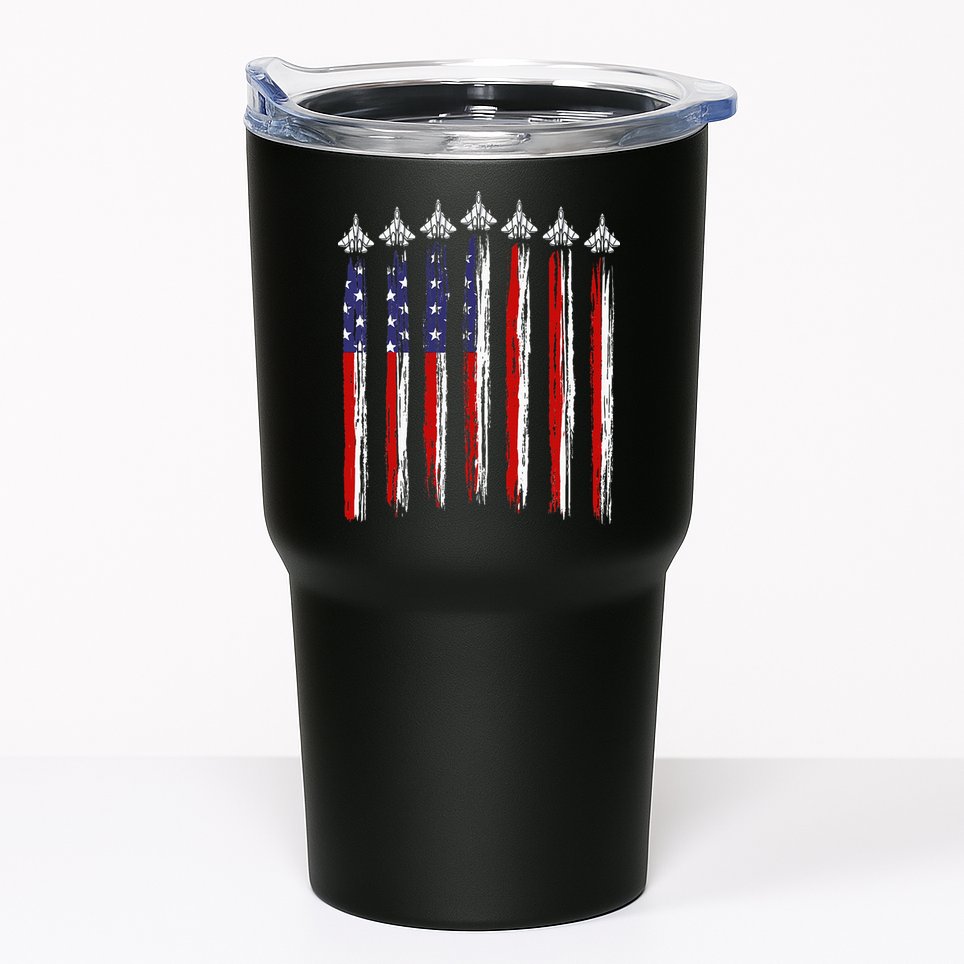 Fighter Jet Airplane USA Flag 4th Of July Patriotic Tumbler