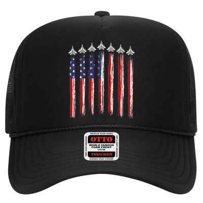 Fighter Jet Airplane USA Flag 4th Of July Patriotic Trucker Hat