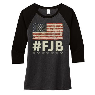 #FJB Distressed F Hoe Biden Women's Tri-Blend 3/4-Sleeve Raglan Shirt