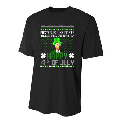 Funny Joe Biden Happy 4th Of July Confused St Patricks Day Youth Performance Sprint T-Shirt