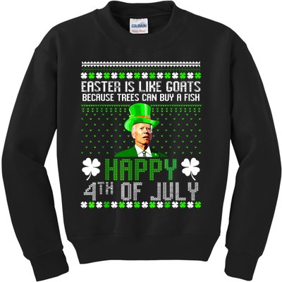 Funny Joe Biden Happy 4th Of July Confused St Patricks Day Kids Sweatshirt