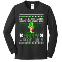 Funny Joe Biden Happy 4th Of July Confused St Patricks Day Kids Long Sleeve Shirt