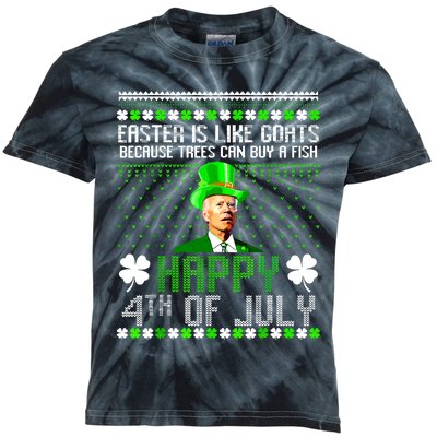 Funny Joe Biden Happy 4th Of July Confused St Patricks Day Kids Tie-Dye T-Shirt