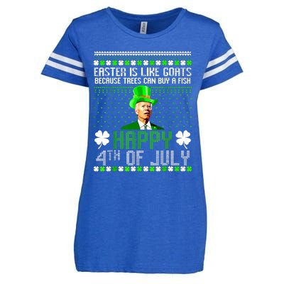 Funny Joe Biden Happy 4th Of July Confused St Patricks Day Enza Ladies Jersey Football T-Shirt