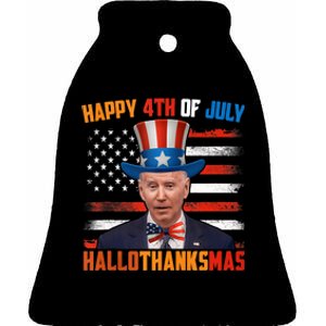 Funny Joe Biden Happy 4th Of July Hallothanksmas Holidays Ceramic Bell Ornament