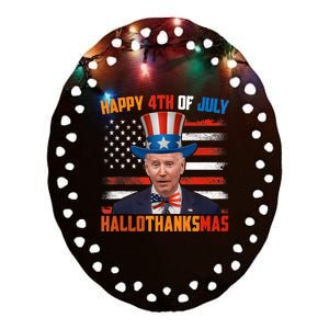 Funny Joe Biden Happy 4th Of July Hallothanksmas Holidays Ceramic Oval Ornament