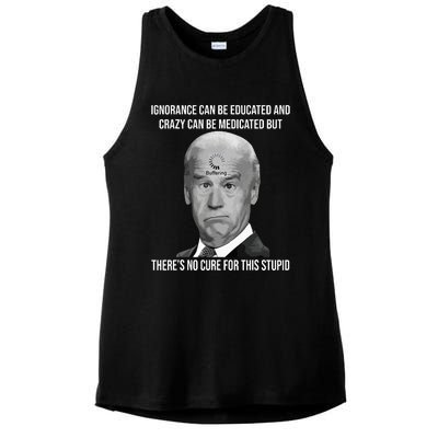 Funny Joe Biden No Cure For This Stupid Anti Biden Liberals Ladies PosiCharge Tri-Blend Wicking Tank