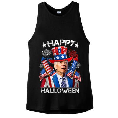 Funny Joe Biden Happy Halloween 4th Of July Firework Ladies PosiCharge Tri-Blend Wicking Tank