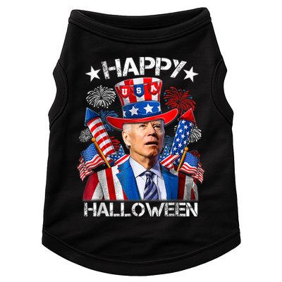 Funny Joe Biden Happy Halloween 4th Of July Firework Doggie Tank