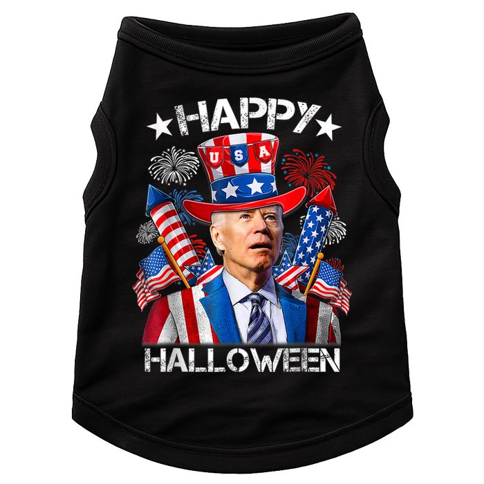 Funny Joe Biden Happy Halloween 4th Of July Firework Doggie Tank
