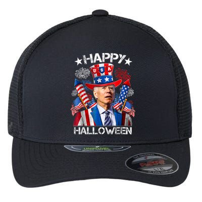 Funny Joe Biden Happy Halloween 4th Of July Firework Flexfit Unipanel Trucker Cap