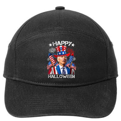 Funny Joe Biden Happy Halloween 4th Of July Firework 7-Panel Snapback Hat