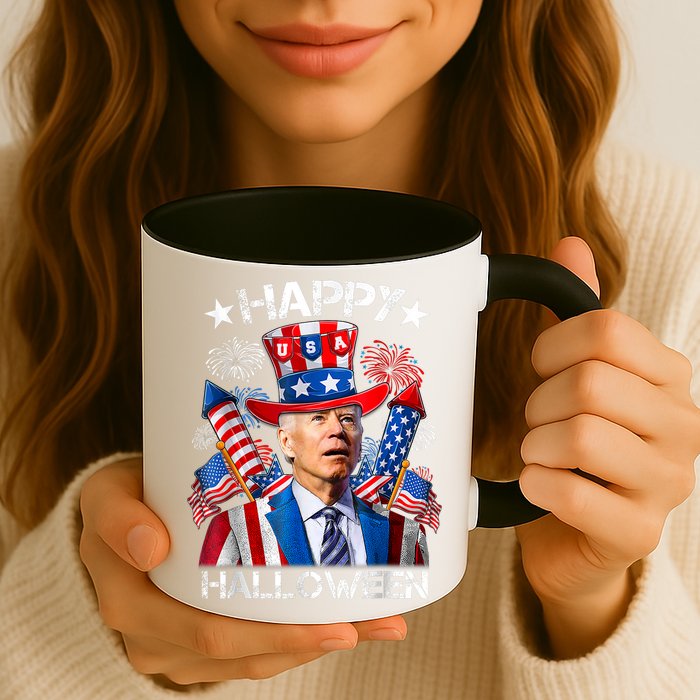 Funny Joe Biden Happy Halloween 4th Of July Firework Mug