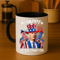 Funny Joe Biden Happy Halloween 4th Of July Firework Mug