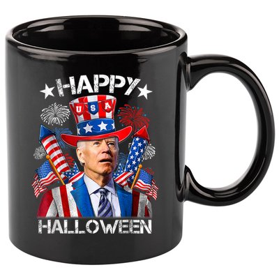 Funny Joe Biden Happy Halloween 4th Of July Firework 11oz C Handle Ceramic Mug
