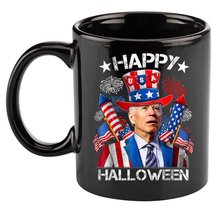 Funny Joe Biden Happy Halloween 4th Of July Firework 11oz C Handle Ceramic Mug