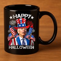 Funny Joe Biden Happy Halloween 4th Of July Firework 11oz C Handle Ceramic Mug