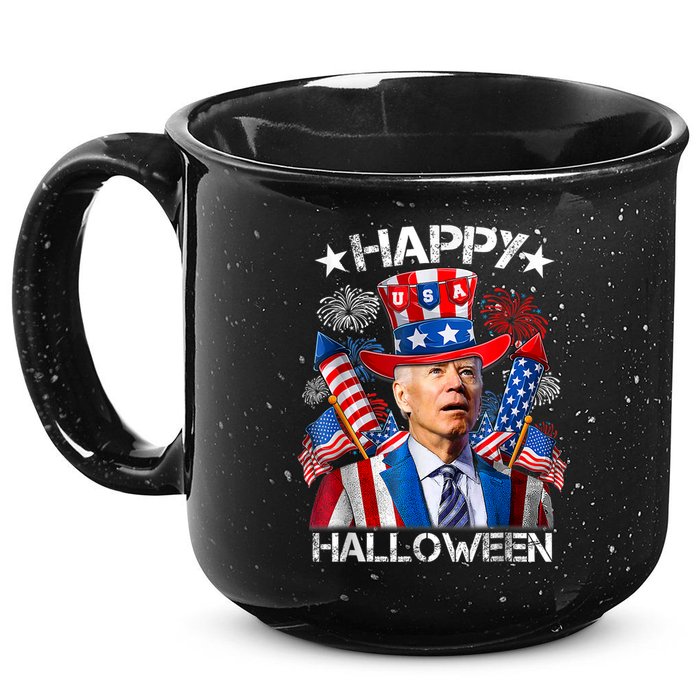 Funny Joe Biden Happy Halloween 4th Of July Firework 15oz Campfire Ceramic Mug