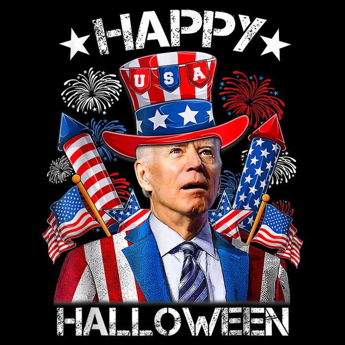 Funny Joe Biden Happy Halloween 4th Of July Firework Drawstring Bag