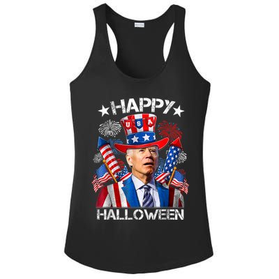 Funny Joe Biden Happy Halloween 4th Of July Firework Ladies PosiCharge Competitor Racerback Tank