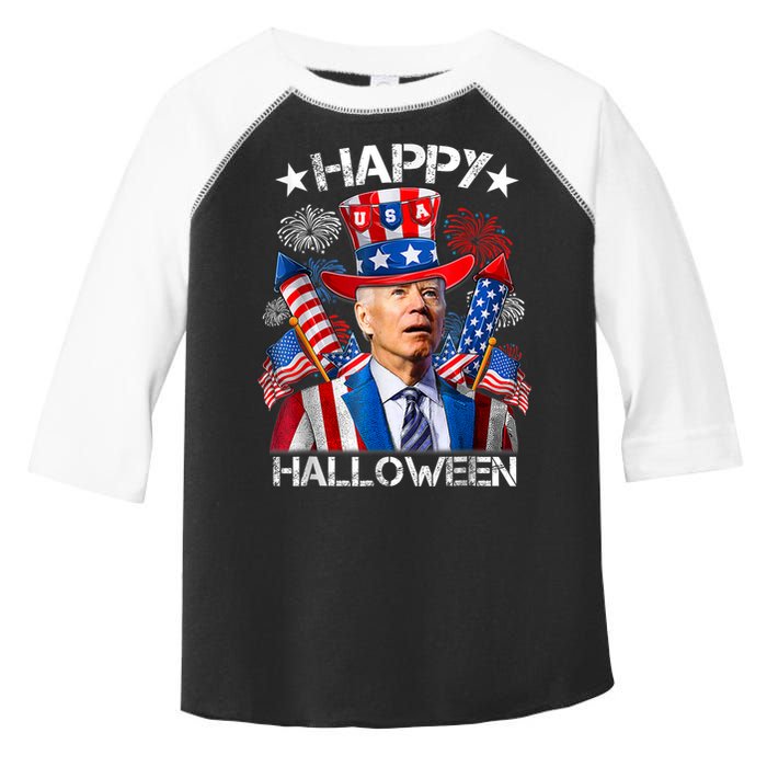 Funny Joe Biden Happy Halloween 4th Of July Firework Toddler Fine Jersey T-Shirt