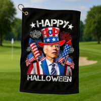 Funny Joe Biden Happy Halloween 4th Of July Firework Golf Towel