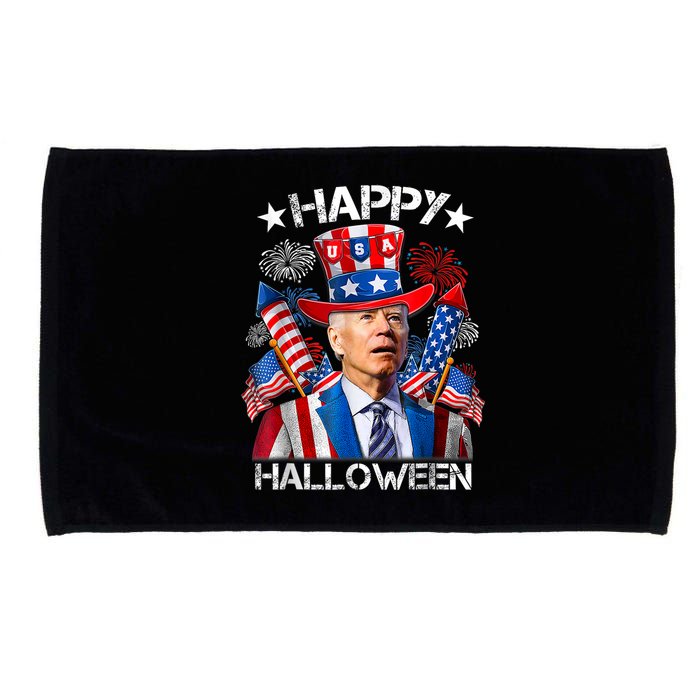 Funny Joe Biden Happy Halloween 4th Of July Firework Microfiber Hand Towel