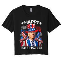 Funny Joe Biden Happy Halloween 4th Of July Firework Crop Top